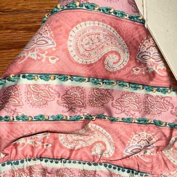 NWT Cosita Linda Embroidered Beaded Ruffle Triangle Top & Bottom Bikini Size M - Picture 12 of 16